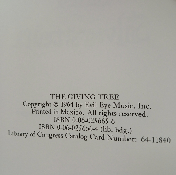 Book The Giving Tree 1st Edition Six Lines Copyright 1964 Hardcover Children's - Picture 8 of 11